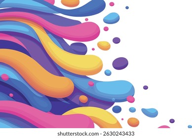 Gradient colorful curvy snake like shapes - twisted lines, loops, swirls form abstract pattern. Flowing wavy liquid organic backdrop illustration decorative texture.
