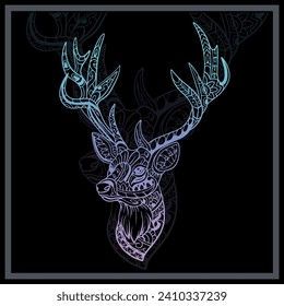 Gradient Colorful deer head mandala arts.