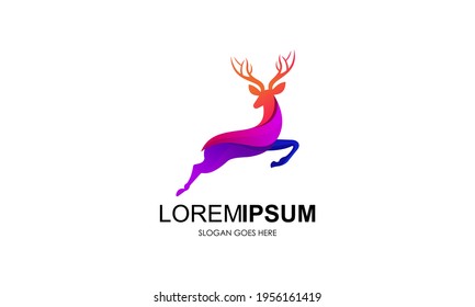 Gradient colorful deer logo template