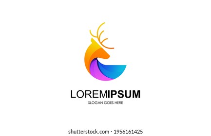 Plantilla de logotipo de ciervo coloreado degradado