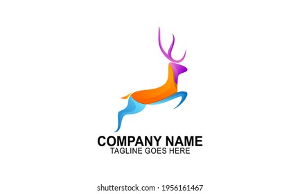Plantilla de logotipo de ciervo coloreado degradado