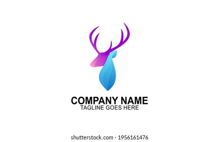 Plantilla de logotipo de ciervo coloreado degradado