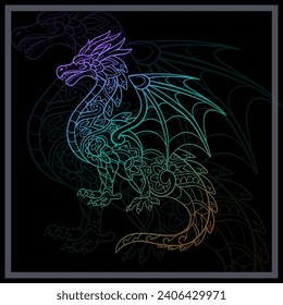 Gradient Colorful Dragon mandala arts.