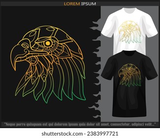 Gradient Colorful eagle head mandala arts isolated on black and white t shirt.
