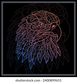 Gradient Colorful eagle head mandala arts.