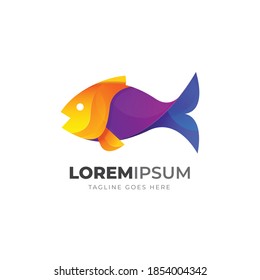 Gradient colorful fish logo. Vector illustration