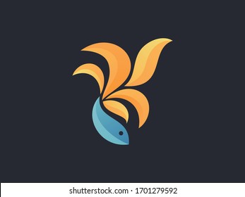 plantilla de logotipo único para peces con colores degradados