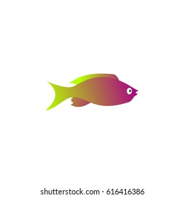 Gradient colorful fish vector illustration icon. Aquarium fishes flat style isolated on white background. Tropical, sea, aquarium fish color flat design