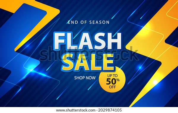 Gradient colorful flash sale banner template\
design with light effect, up to 50% off. For promo or discount\
poster design. Vector\
illustration