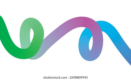 Gradient colorful flowing abstract wavy line on white background