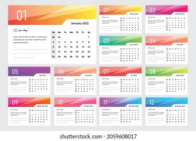 Gradient Colorful Glass Shinning Effect 2022 Table Calendar