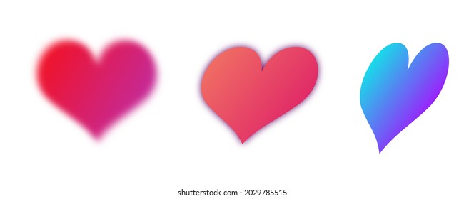 Gradient colorful heart shapes on white. Editable vector file easy to use. Eps 10