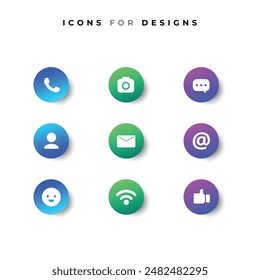 Gradient Colorful icon collection. All are 09 Icons. Vector EPS 10 Format.