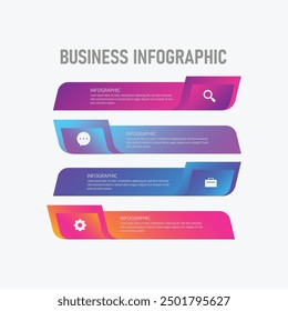 Gradient Colorful infographic template design steps 4