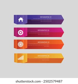 Gradiente Plantilla infográfica colorida con pasos 