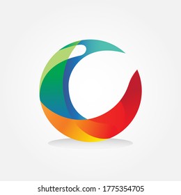 Gradient Colorful Letter C Logo Graphic Design