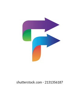 Gradient Colorful Letter F And Arrow Logo Design