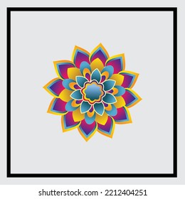 Gradient colorful mandala tribal ornament on white isolated background. Ethnic mandala Hand-drawn vector illustration in doodle style.