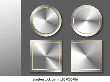 Gradient colorful media 3d sample, vector banner golden light texture 3d element modern background metalic 