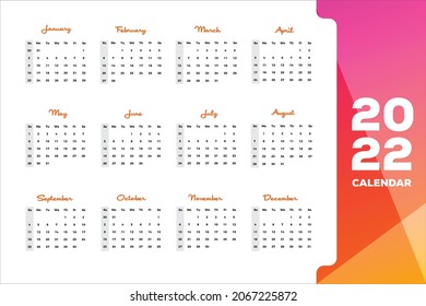 Gradient Colorful Minimal 2022 Wall and Sticky Desk Calendar 