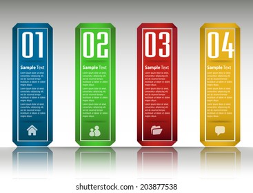 Gradient colorful modern text box for website and business, numbers, icon. 