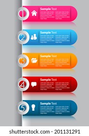 gradient colorful modern  time line, text box, icon, numbers.