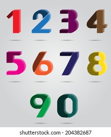 gradient colorful numbers set style. 