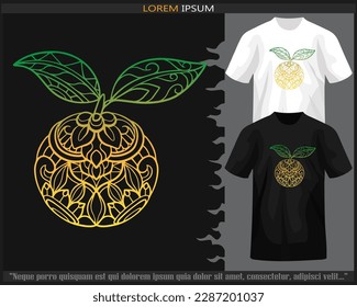 gradient Colorful orange fruit mandala arts isolated on black and white t shirt.