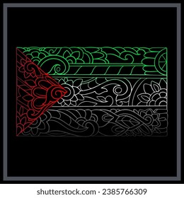 Gradient Colorful Palestine flag mandala arts isolated on black background.
