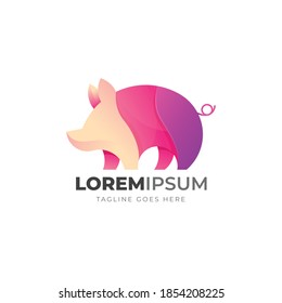 Farbiges Schweinelogo. Vektorgrafik