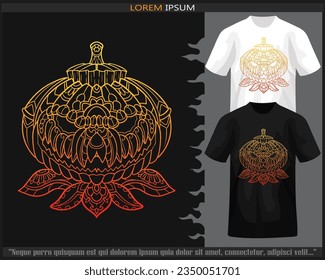 Gradient Colorful Pumpkin head mandala arts isolated on black and white t shirt.