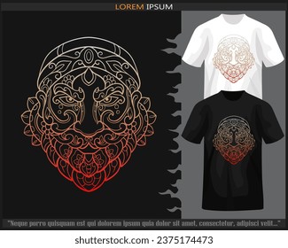 Gradient Colorful Santa Claus head mandala arts isolated on black and white t shirt.