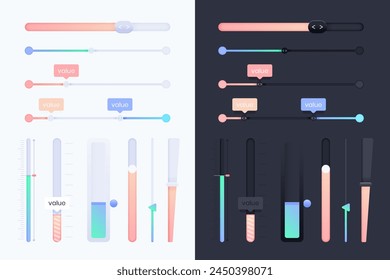 Gradient colorful sliders collection vector design in eps 10