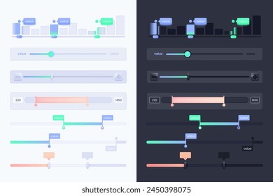 Gradient colorful sliders collection vector design in eps 10
