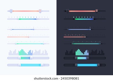 Gradient colorful sliders collection vector design in eps 10