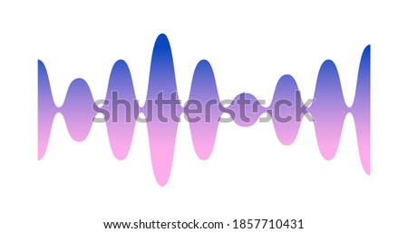 Gradient colorful sound wave, track or voice record. Wavy graph or musical equalizer isolated on white background. Flat vector illustration of waveform, pulse graphic