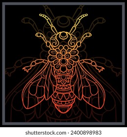 Gradient Colorful Stinger bee mandala arts.