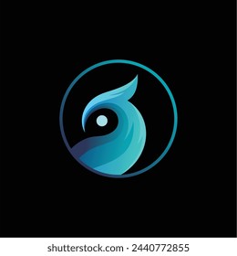 Gradient Colorful Style Bird Circle Vector Logo Illustration.