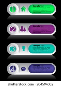 Gradient colorful text box for graphic and website, numbers, icon.