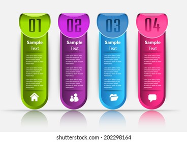 gradient colorful text box for website, numbers, icon.