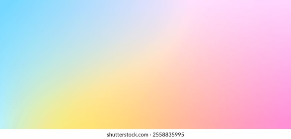 Gradient colorful texture background banner, soft rainbow color, blurred background with colorful gradient colors of blue, pink and yellow, texture soft blur abstract background