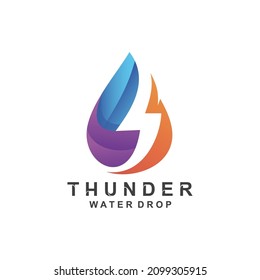 Logo del trueno coloreado degradado y de la gota de agua