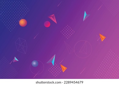 Gradient colorful tridimensional shapes background