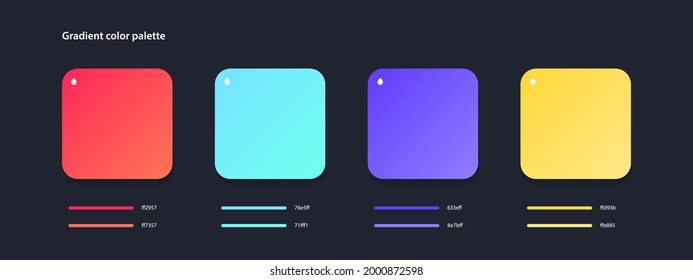 Gradient Colorful User Interface Palette. Red, Blue, Violet, Yellow Colors. Vector illustration