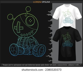 Gradient Colorful Voodoo mandala arts isolated on black and white t shirt.