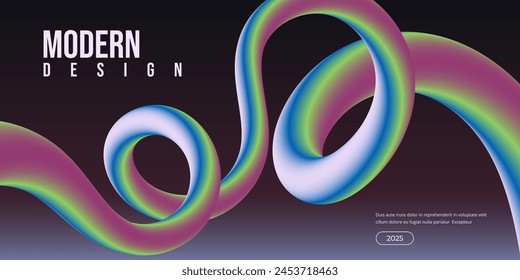 Gradient colorful wavy 3d shape, creative futuristic background