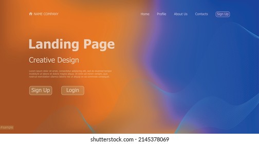 Gradient colorful web template landing page digital website landing page design concept - Vector illustration