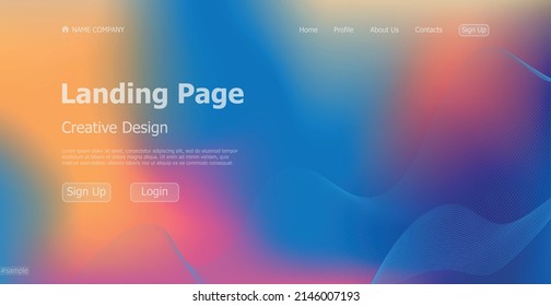 Gradient colorful web template landing page digital website landing page design concept - Vector illustration