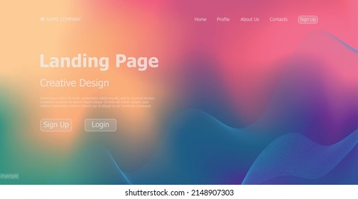 Gradient colorful web template landing page digital website landing page design concept - Vector illustration