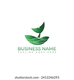 Gradient colorful whale tail logo template illustration vector. Green whale tail illustration logo vector design